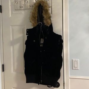 Black velvet vest with faux fur collar